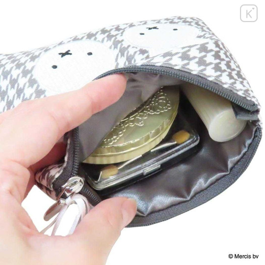 Japan Miffy Flat Mini Pouch - Miffy : Chidori & Monotone Houndstooth - 3