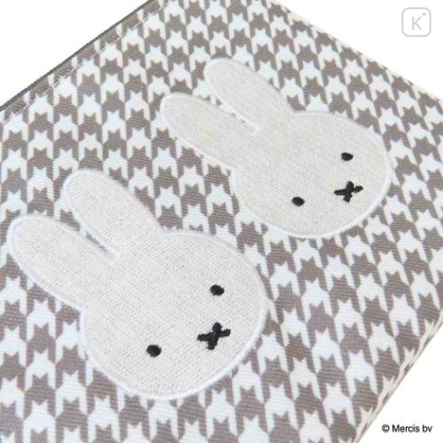 Japan Miffy Flat Mini Pouch - Miffy : Chidori & Monotone Houndstooth - 4