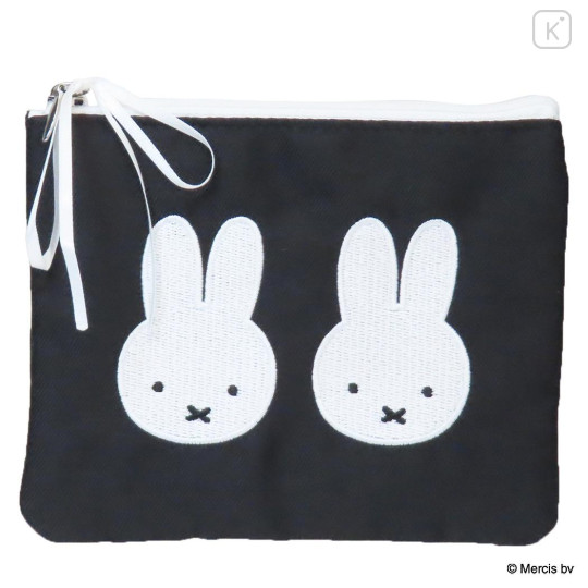 Japan Miffy Flat Mini Pouch - Miffy : Chidori & Monotone Houndstooth Black - 1