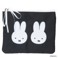 Japan Miffy Flat Mini Pouch - Miffy : Chidori & Monotone Houndstooth Black - 1