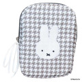 Japan Miffy Vertical Cosmetic Pouch - Miffy : Chidori & Monotone Houndstooth - 1