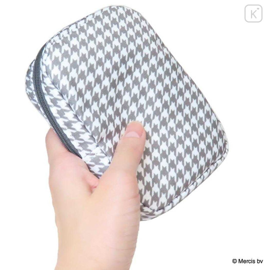 Japan Miffy Vertical Cosmetic Pouch - Miffy : Chidori & Monotone Houndstooth - 2