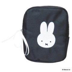 Japan Miffy Vertical Cosmetic Pouch - Miffy : Chidori & Monotone Houndstooth Black