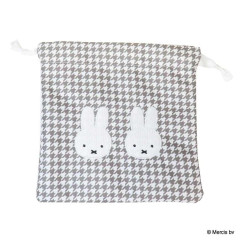 Japan Miffy Drawstring Bag - Miffy : Chidori & Monotone Houndstooth