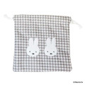 Japan Miffy Drawstring Bag - Miffy : Chidori & Monotone Houndstooth - 1