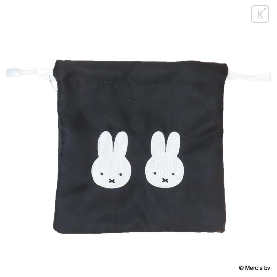 Japan Miffy Drawstring Bag - Miffy : Chidori & Monotone Houndstooth Black - 1