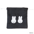 Japan Miffy Drawstring Bag - Miffy : Chidori & Monotone Houndstooth Black - 1