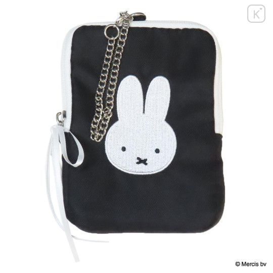 Japan Miffy Pass Case Card Holder & Coin Case - Miffy : Chidori & Monotone Houndstooth Black - 1