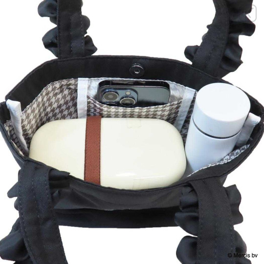 Japan Miffy Mini Tote Bag - Miffy : Chidori & Monotone Houndstooth Black Frill - 3