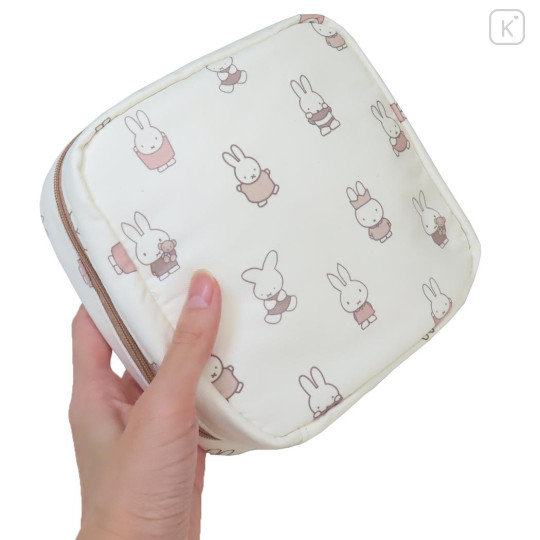 Japan Miffy Vertical Cosmetic Pouch - Miffy : 70th Anniversary Ivory - 2