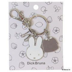 Japan Miffy Alloy Charm Keychain - Miffy : Bruna Face & Motif Dress