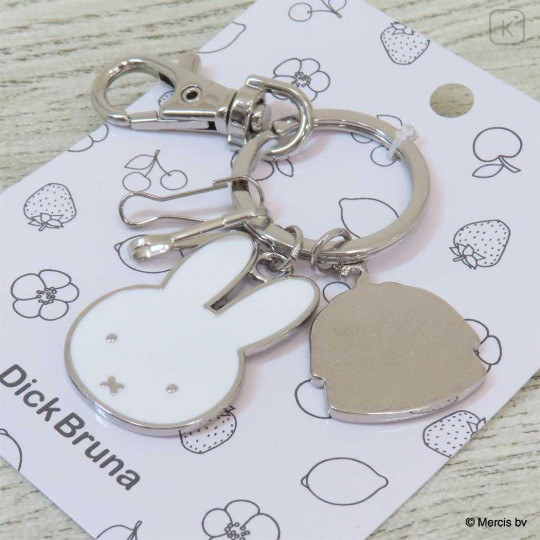 Japan Miffy Alloy Charm Keychain - Miffy : Bruna Face & Motif Dress - 2