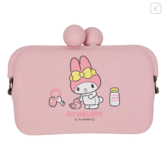 Japan Sanrio Do-mo Silicone Mini Accessory Pouch - My Melody : Bath Pink - 1
