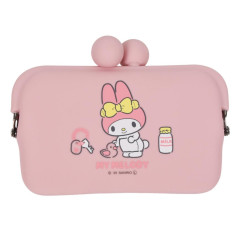 Japan Sanrio Do-mo Silicone Mini Accessory Pouch - My Melody : Bath Pink