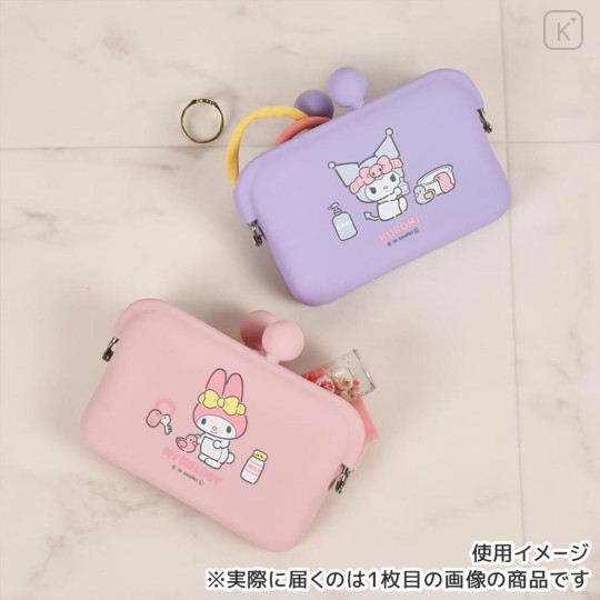 Japan Sanrio Do-mo Silicone Mini Accessory Pouch - My Melody : Bath Pink - 3