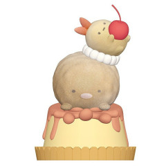 Japan San-X Petit Collection Mascot - Sumikko Gurashi : Tonkatsu & Fried Shrimp Tail Pudding Flocked