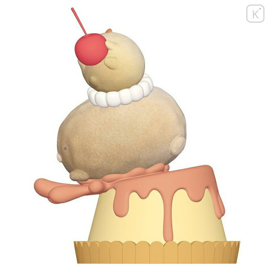 Japan San-X Petit Collection Mascot - Sumikko Gurashi : Tonkatsu & Fried Shrimp Tail Pudding Flocked - 2