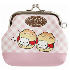 Japan San-X Mini Gamaguchi Clasp Pouch Coin Purse - Nyan Nyan Nyanko : Pink