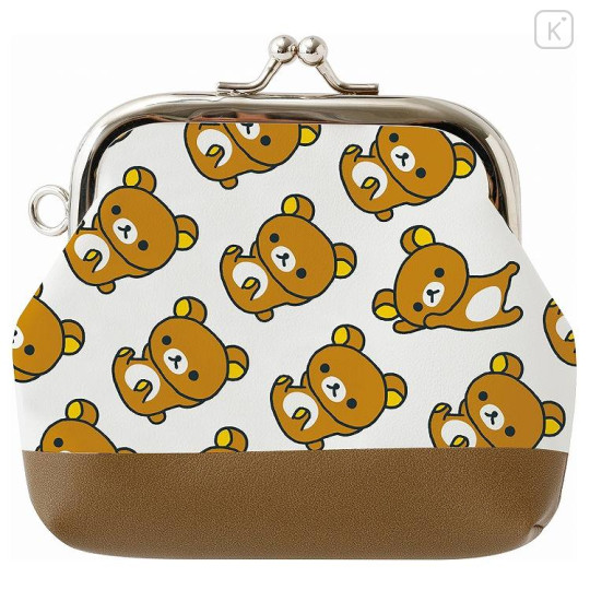 Japan San-X Mini Gamaguchi Clasp Pouch Coin Purse - Rilakkuma : Grey Brown - 2