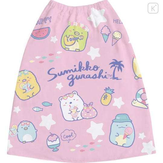 Japan San-X Kids Wrap Towel 70cm - Sumikko Gurashi : Beach Party Pink - 1