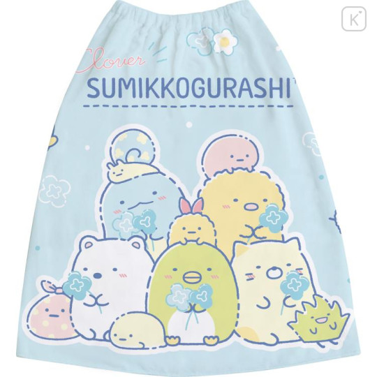 Japan San-X Kids Wrap Towel 70cm - Sumikko Gurashi : Clover Blue - 1