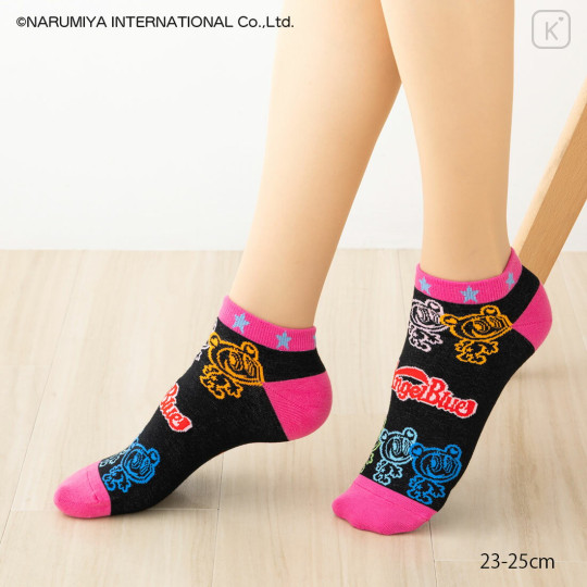 Japan Angel Blue Short Ankle Socks - Black - 3