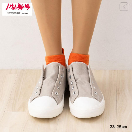 Japan Ghibli Back Embroidery Short Ankle Socks - Howl's Moving Castle : Orange - 4