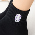Japan Ghibli Embroidered Low Crew Socks - Spirited Away : No Face Black - 3