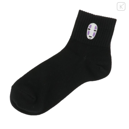 Japan Ghibli Embroidered Low Crew Socks - Spirited Away : No Face Black - 4