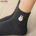 Japan Ghibli Embroidered Low Crew Socks - My Neighbor Totoro : Charcoal - 4