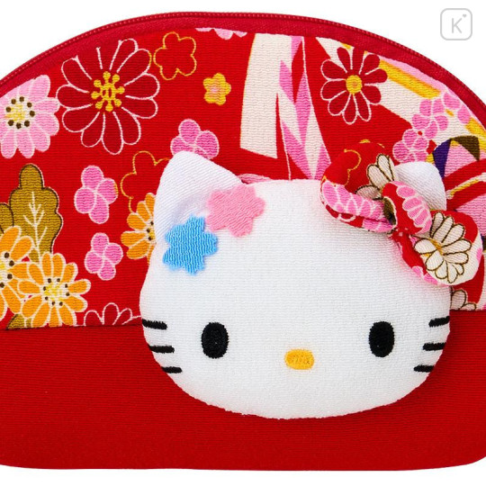 Japan Sanrio Pouch - Hello Kitty : Japanese Pattern Face - 4