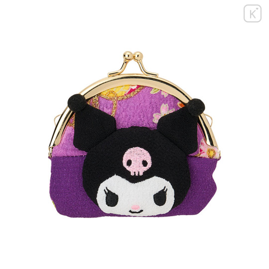 Japan Sanrio Purse - Kuromi : Japanese Pattern Face - 1
