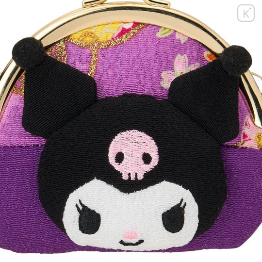 Japan Sanrio Purse - Kuromi : Japanese Pattern Face - 4