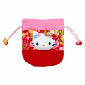 Japan Sanrio Drawstring Bag - Hello Kitty : Japanese Pattern Face - 1