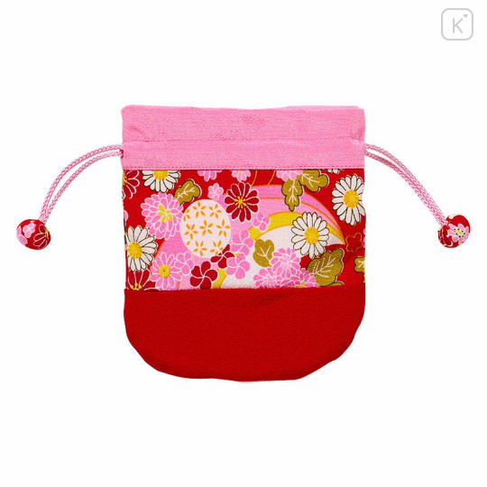 Japan Sanrio Drawstring Bag - Hello Kitty : Japanese Pattern Face - 2