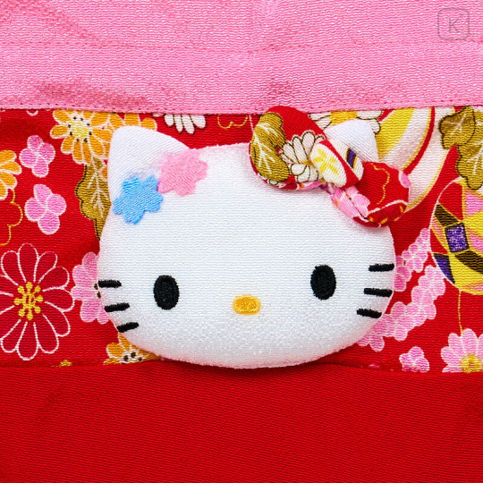 Japan Sanrio Drawstring Bag - Hello Kitty : Japanese Pattern Face - 3