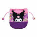 Japan Sanrio Drawstring Bag - Kuromi : Japanese Pattern Face - 1