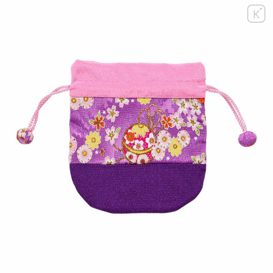 Japan Sanrio Drawstring Bag - Kuromi : Japanese Pattern Face - 2