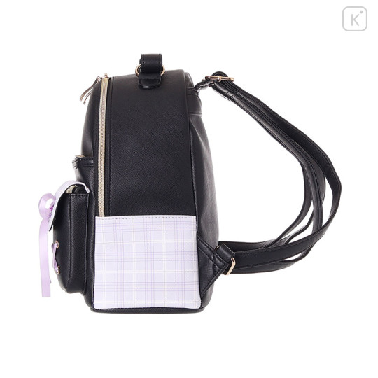 Japan Sanrio Backpack with Plush Pocket - Kuromi - 2