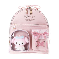 Japan Sanrio Backpack with Plush Pocket - My Melody