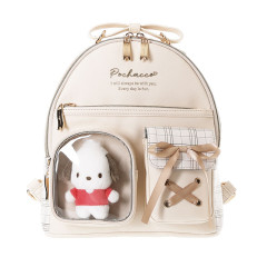 Japan Sanrio Backpack with Plush Pocket - Pochacco