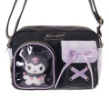 Japan Sanrio Shoulder Bag with Plush Pocket - Kuromi - 2