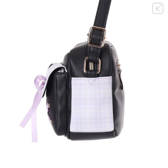 Japan Sanrio Shoulder Bag with Plush Pocket - Kuromi - 3