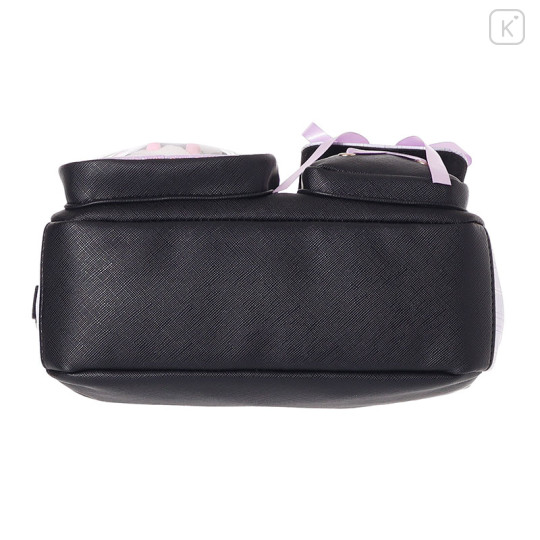 Japan Sanrio Shoulder Bag with Plush Pocket - Kuromi - 5