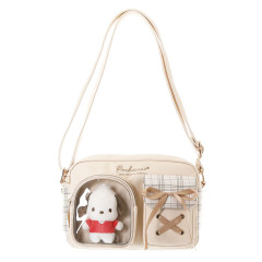 Japan Sanrio Shoulder Bag with Plush Pocket - Pochacco