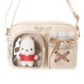 Japan Sanrio Shoulder Bag with Plush Pocket - Pochacco - 2