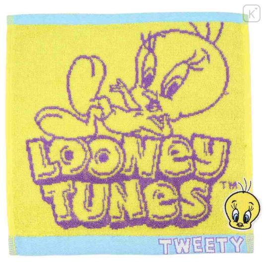 Japan Looney Tunes Mini Towel Jacquard Handkerchief - Tweety : Yellow Purple - 1