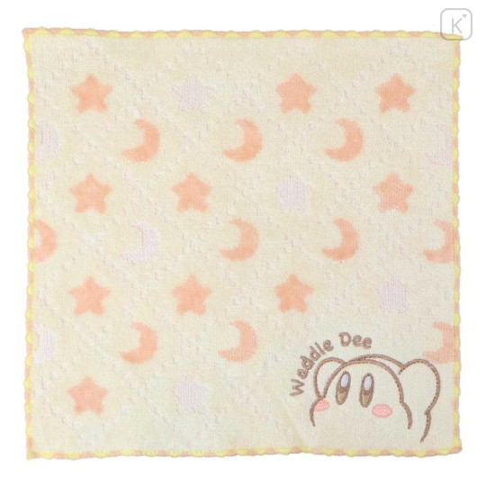 Japan Kirby Mini Towel Jacquard Handkerchief - Waddle Dee : Light Yellow Star Moon - 1