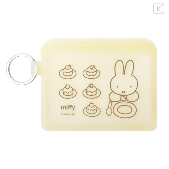 Japan Miffy Flappo Silicone Mini Accessory Pouch - Miffy : Light Yellow Cake - 1