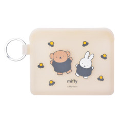Japan Miffy Flappo Silicone Mini Accessory Pouch - Boris & Miffy : Light Brown